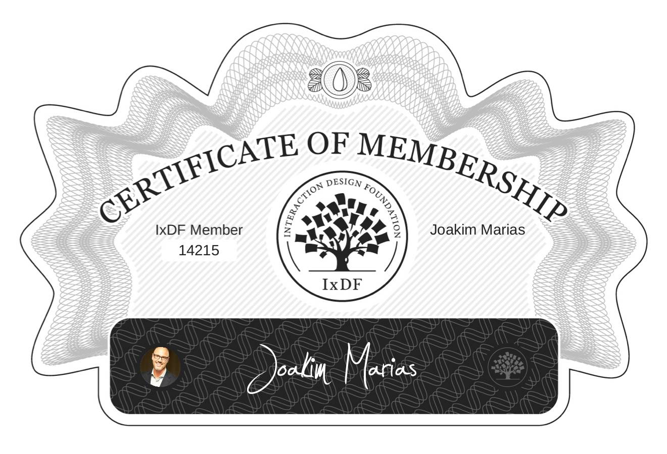 Certificate of Membership – Joakim Marias