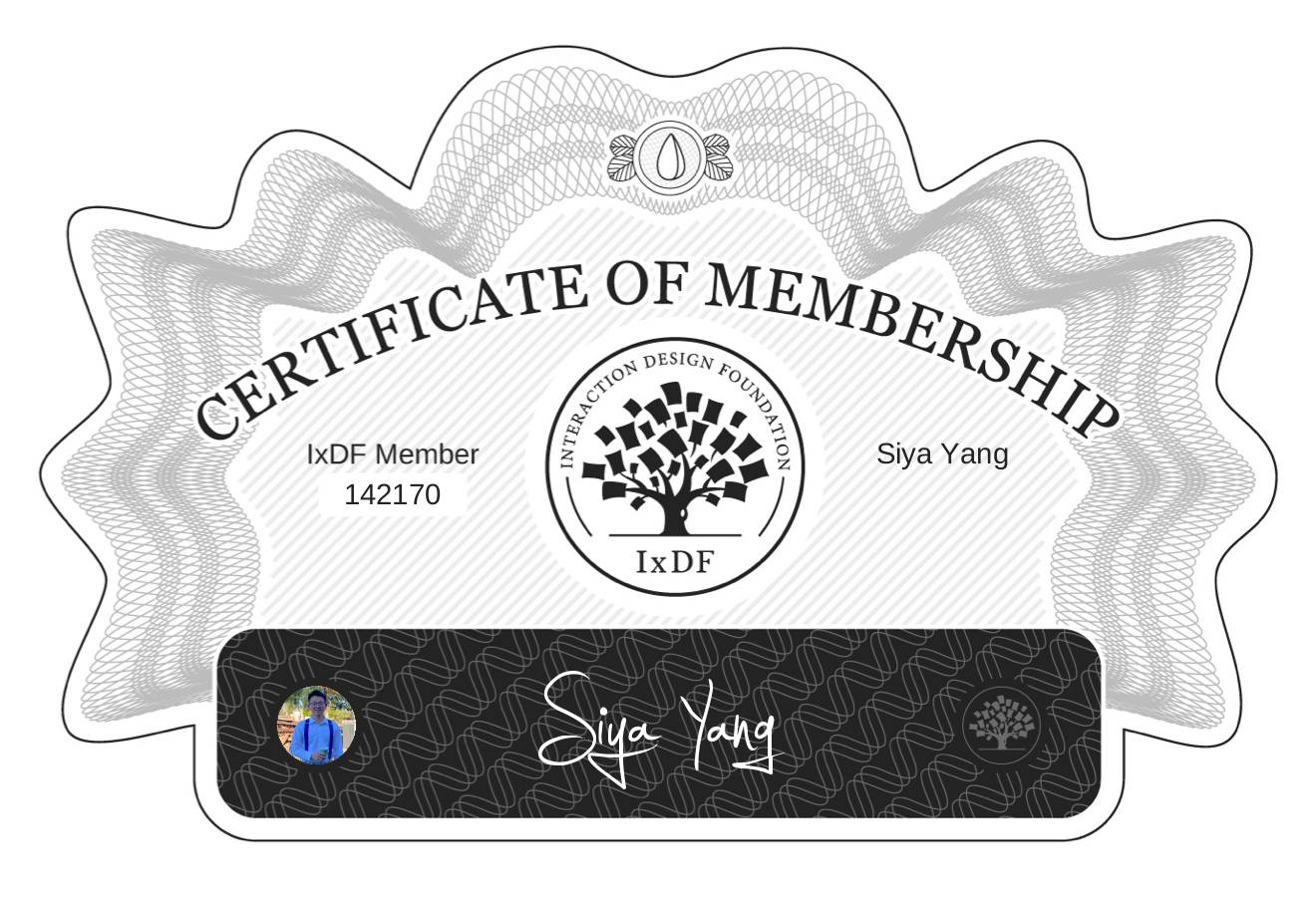 Certificate of Membership – Siya Yang