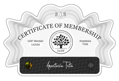 Certificate of Membership – Anastasia Tsita