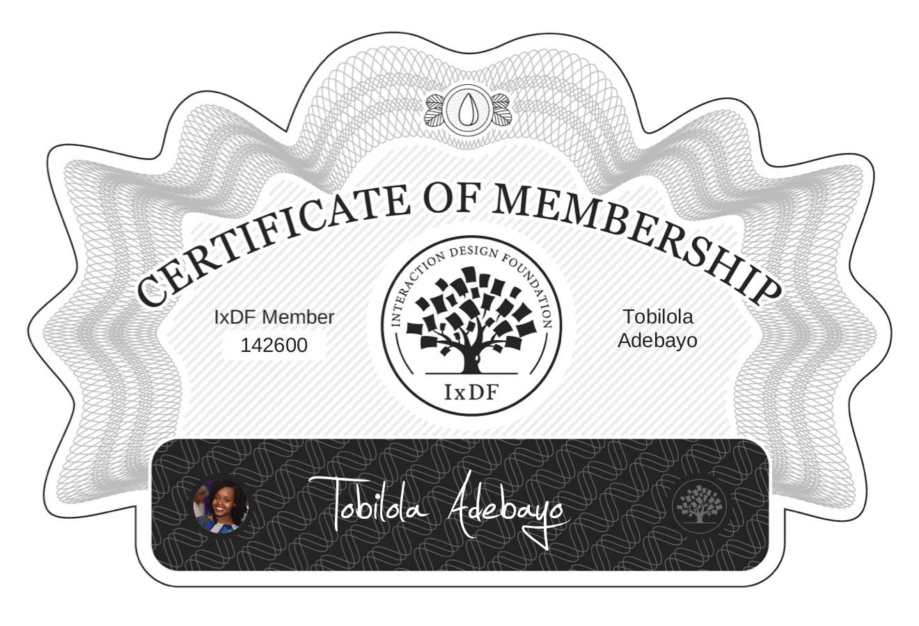 Certificate of Membership – Tobilola Adebayo