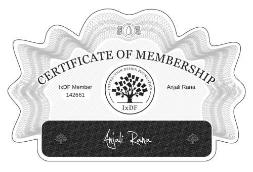 Certificate of Membership – Anjali Rana