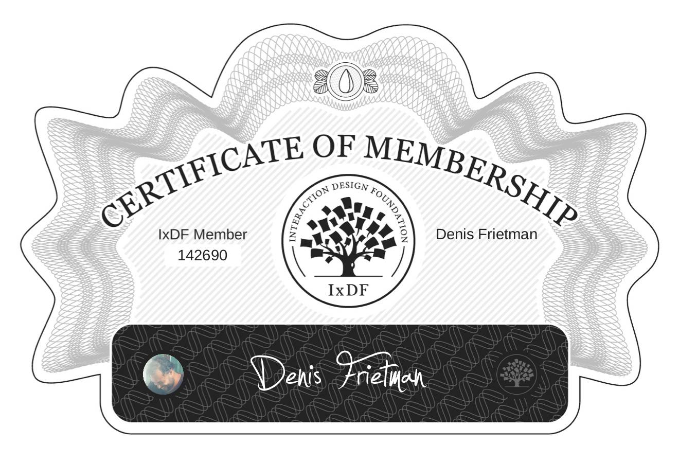 Certificate of Membership – Denis Frietman
