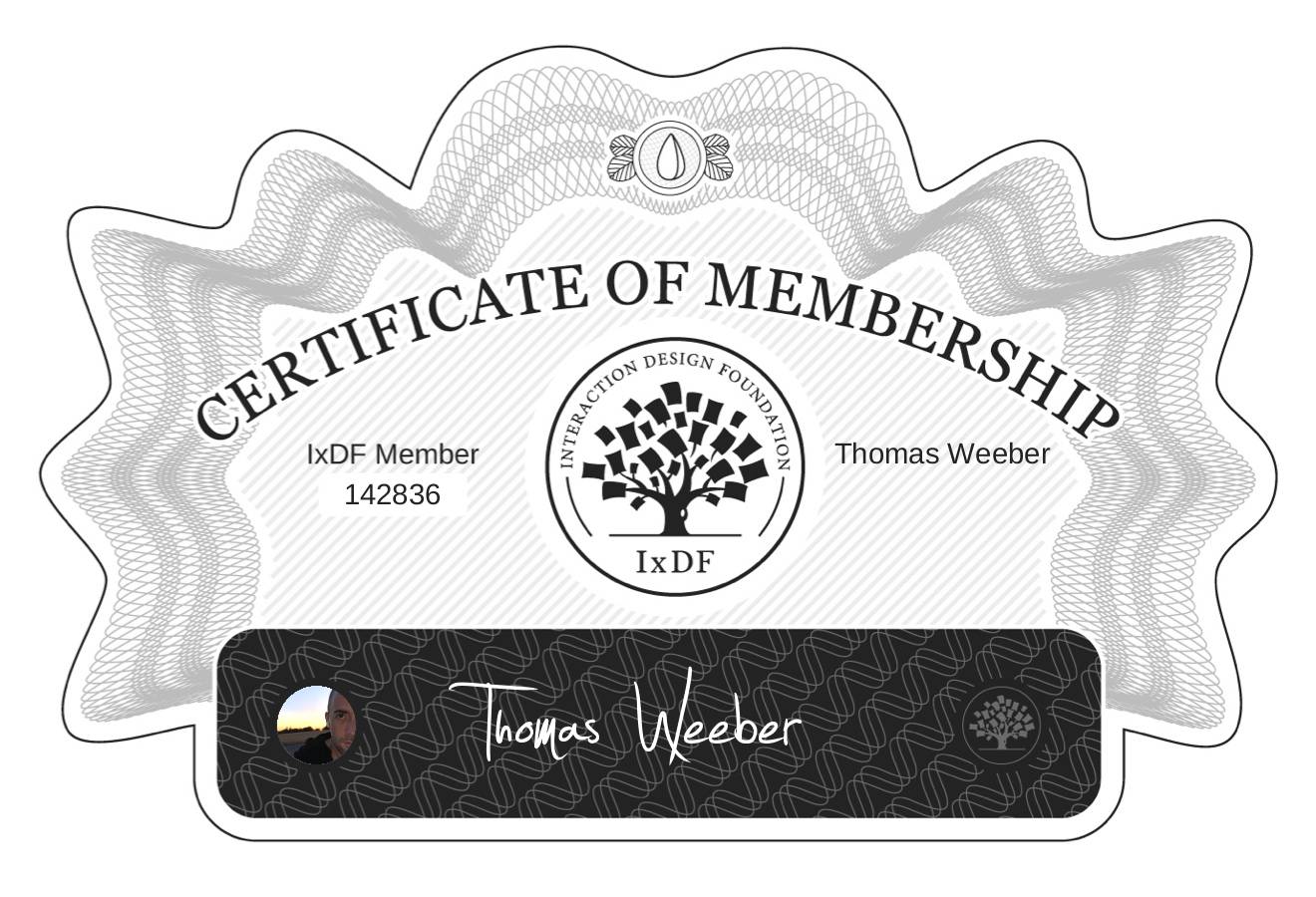 Certificate of Membership – Thomas Weeber