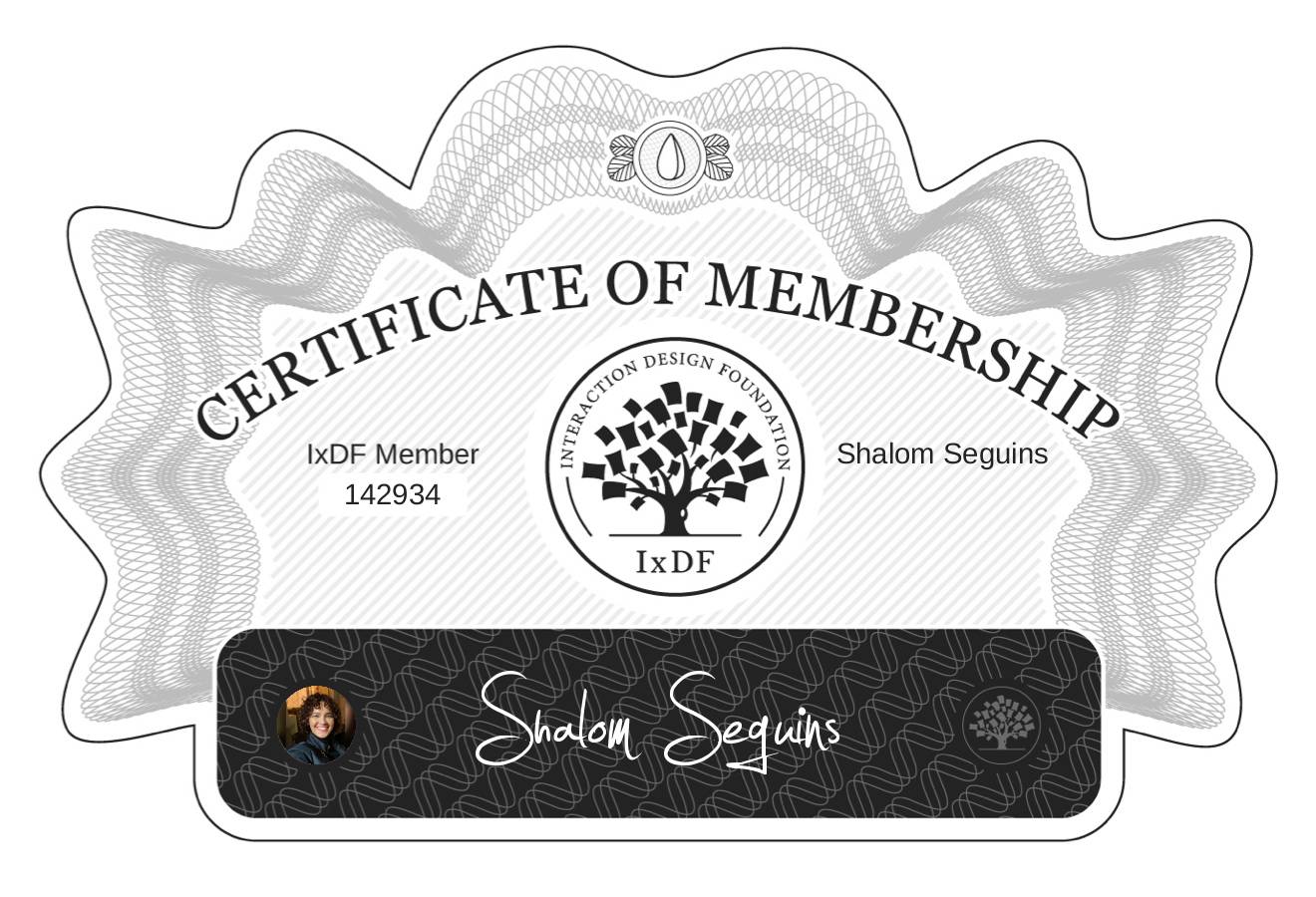 Certificate of Membership – Shalom Seguins