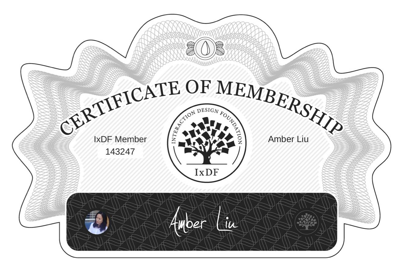 Certificate of Membership – Amber Liu