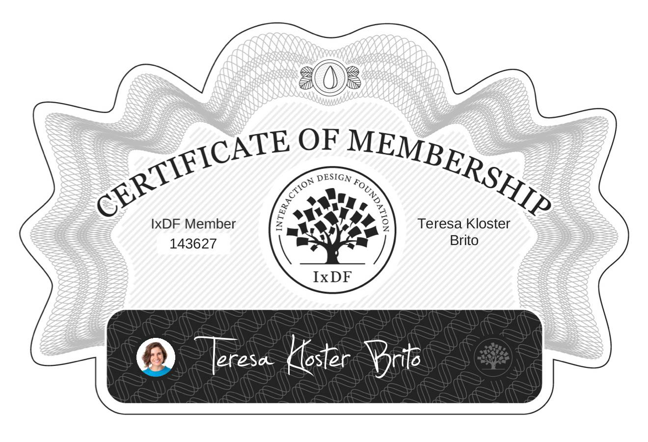 Certificate of Membership – Teresa Kloster Brito