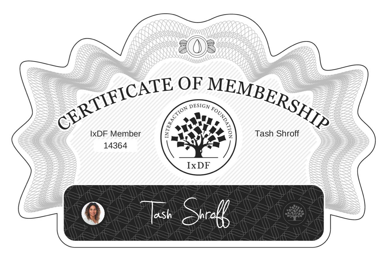 Certificate of Membership – Tash Shroff