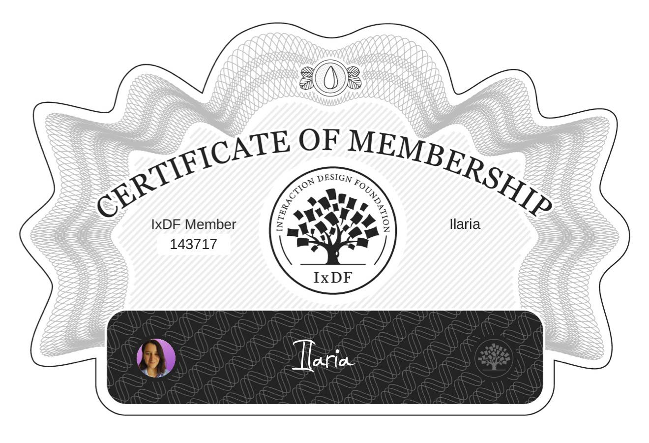 Certificate of Membership – Ilaria