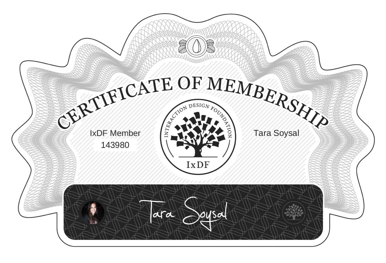 Certificate of Membership – Tara Soysal