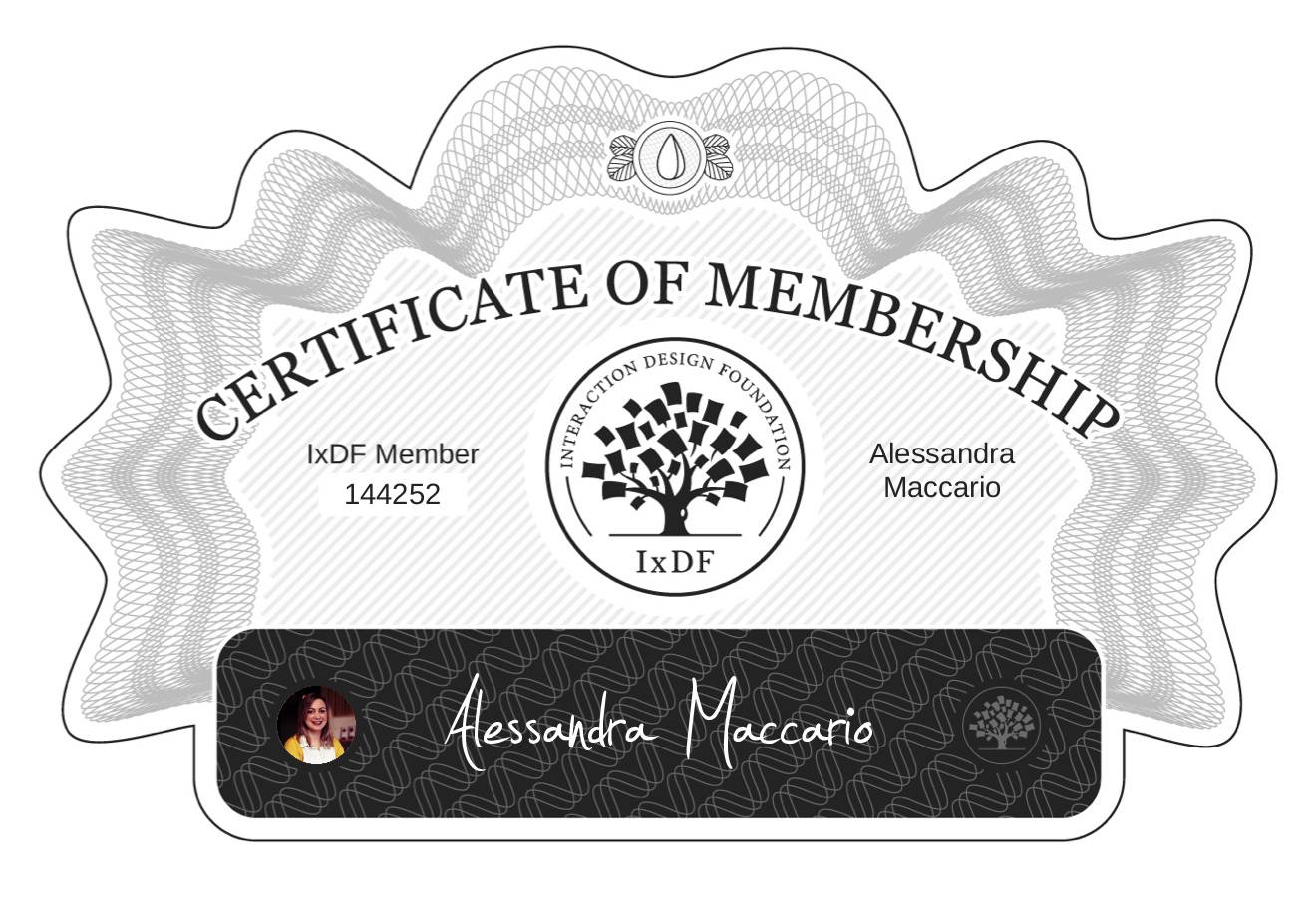Certificate of Membership – Alessandra Maccario