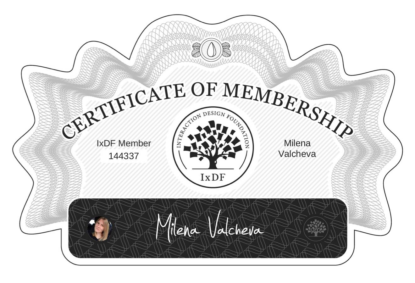 Certificate of Membership – Milena Valcheva