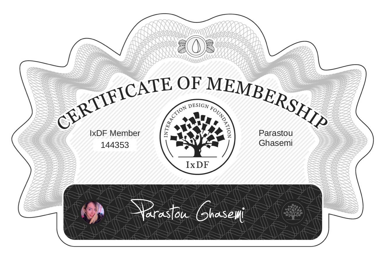 Certificate of Membership – Parastou Ghasemi