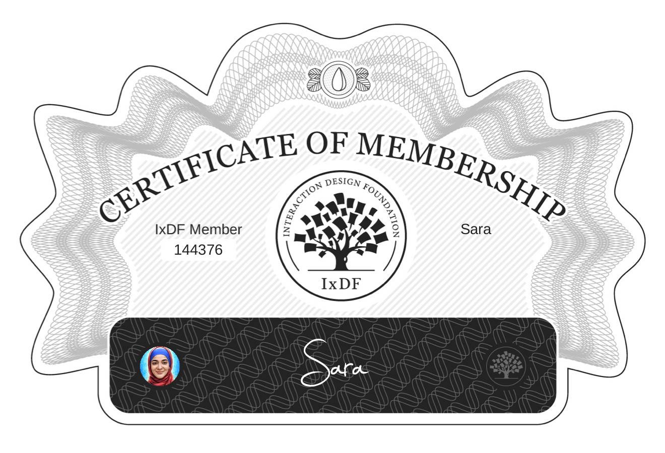 Certificate of Membership – Sara