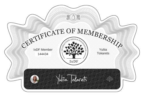 Certificate of Membership – Yuliia Tokarets