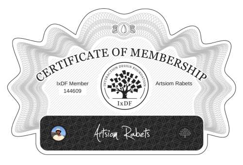 Certificate of Membership – Artsiom Rabets