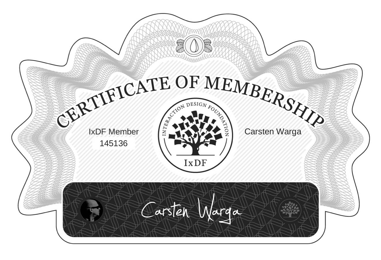 Certificate of Membership – Carsten Warga