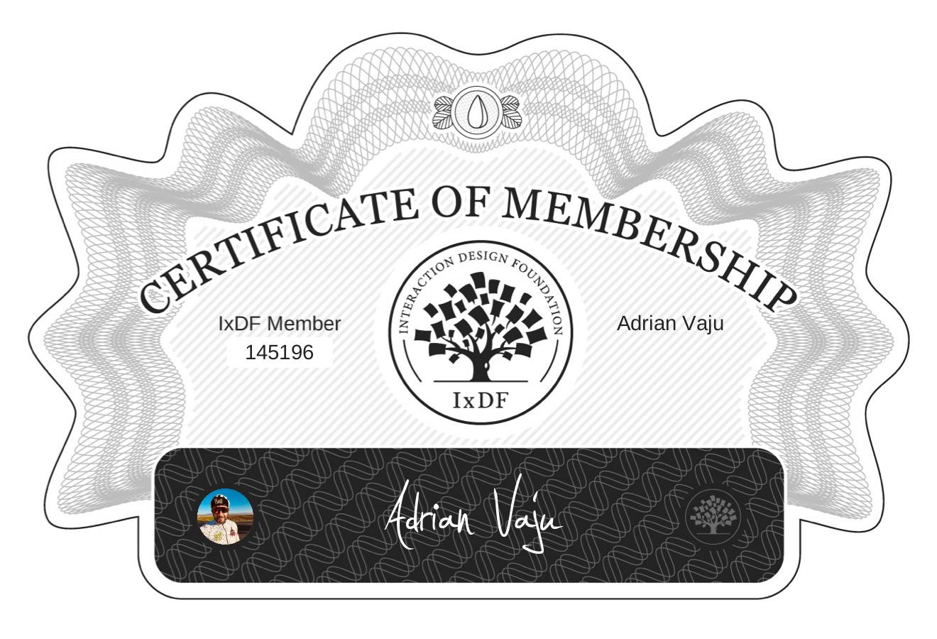 Certificate of Membership – Adrian Vaju