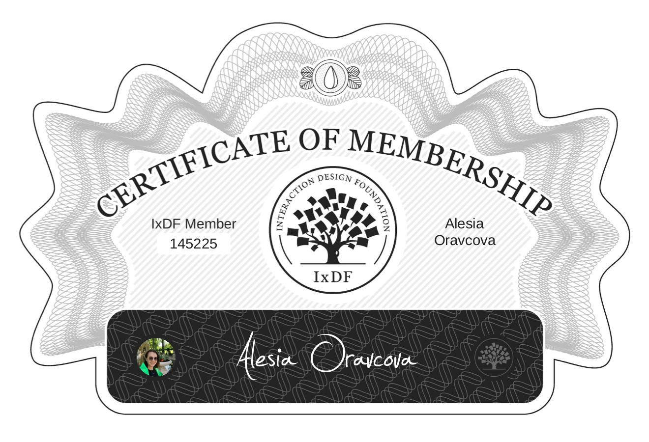 Certificate of Membership – Alesia Oravcova
