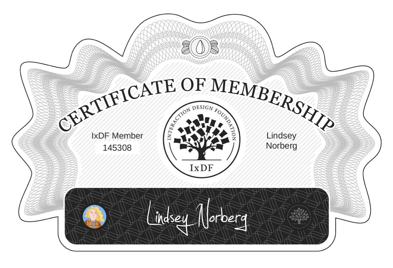 Certificate of Membership – Lindsey Norberg