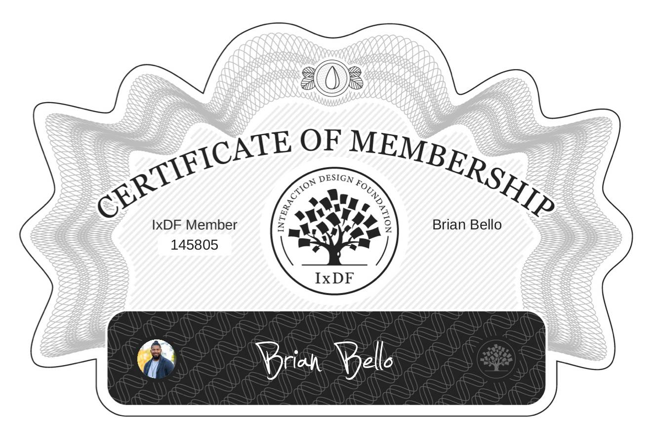 Certificate of Membership – Brian Bello