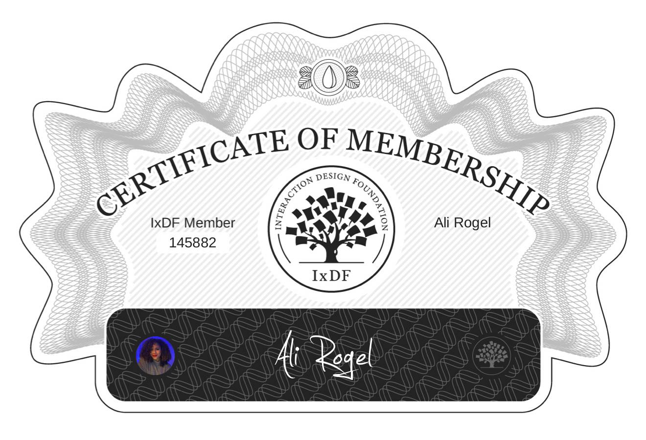 Certificate of Membership – Ali Rogel
