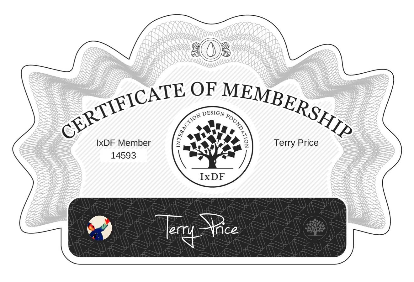Certificate of Membership – Terry Price