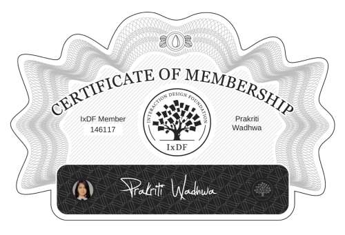 Certificate of Membership – Prakriti Wadhwa