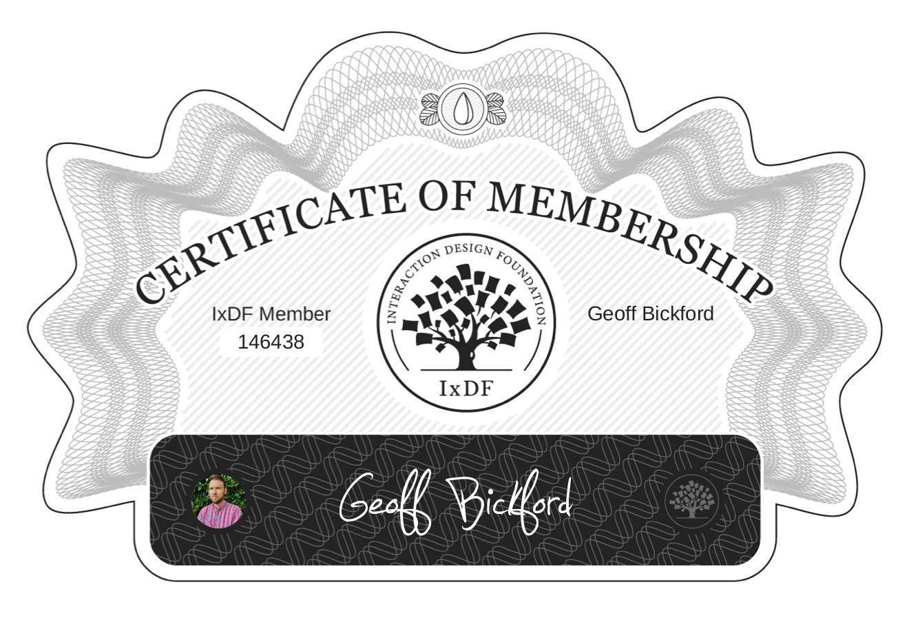 Certificate of Membership – Geoff Bickford