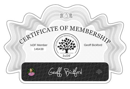 Certificate of Membership – Geoff Bickford