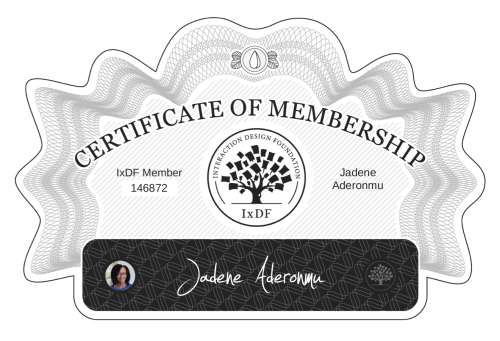 Certificate of Membership – Jadene Aderonmu