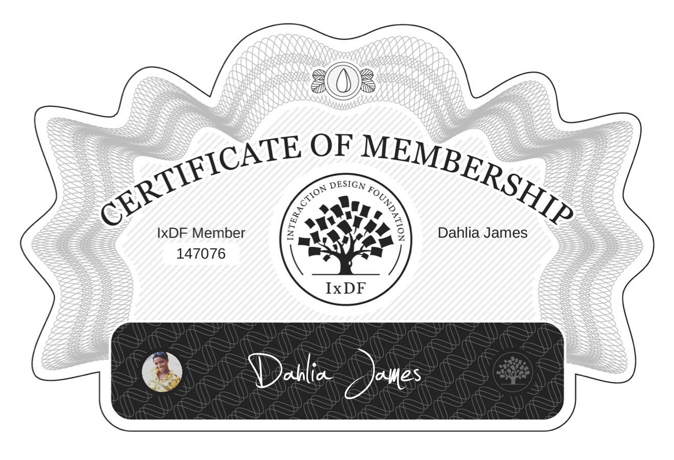 Certificate of Membership – Dahlia James