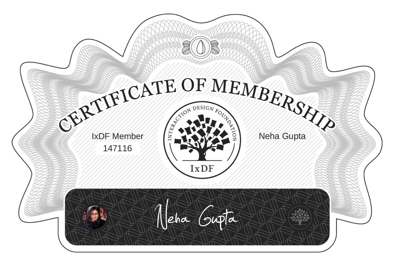 Certificate of Membership – Neha Gupta