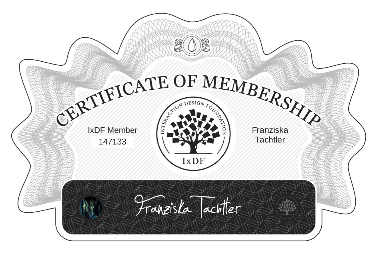 Certificate of Membership – Franziska Tachtler