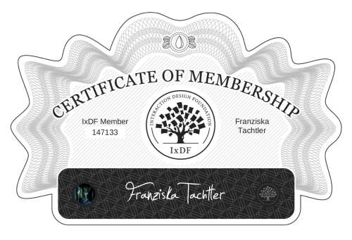 Certificate of Membership – Franziska Tachtler