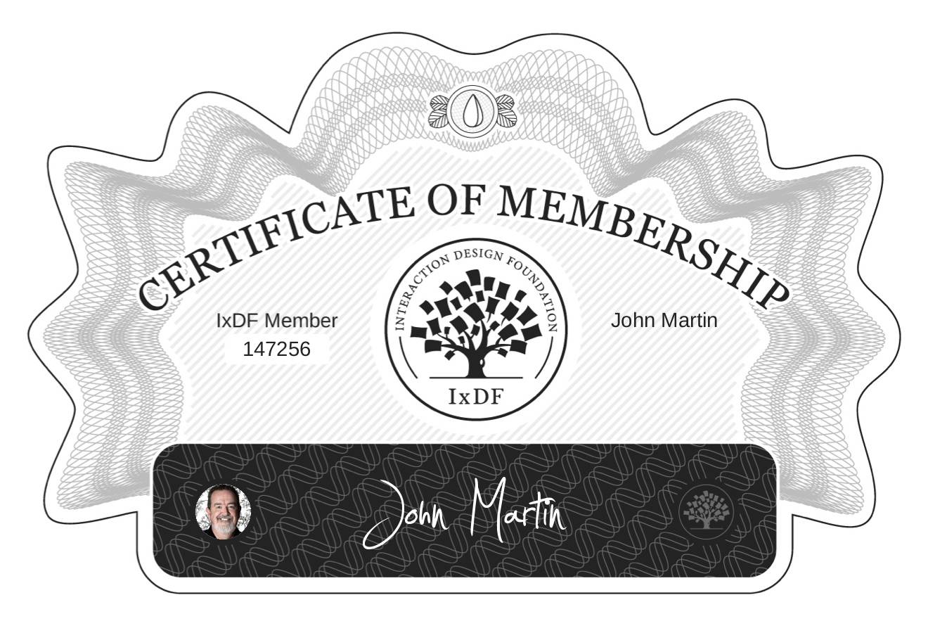 Certificate of Membership – John Martin