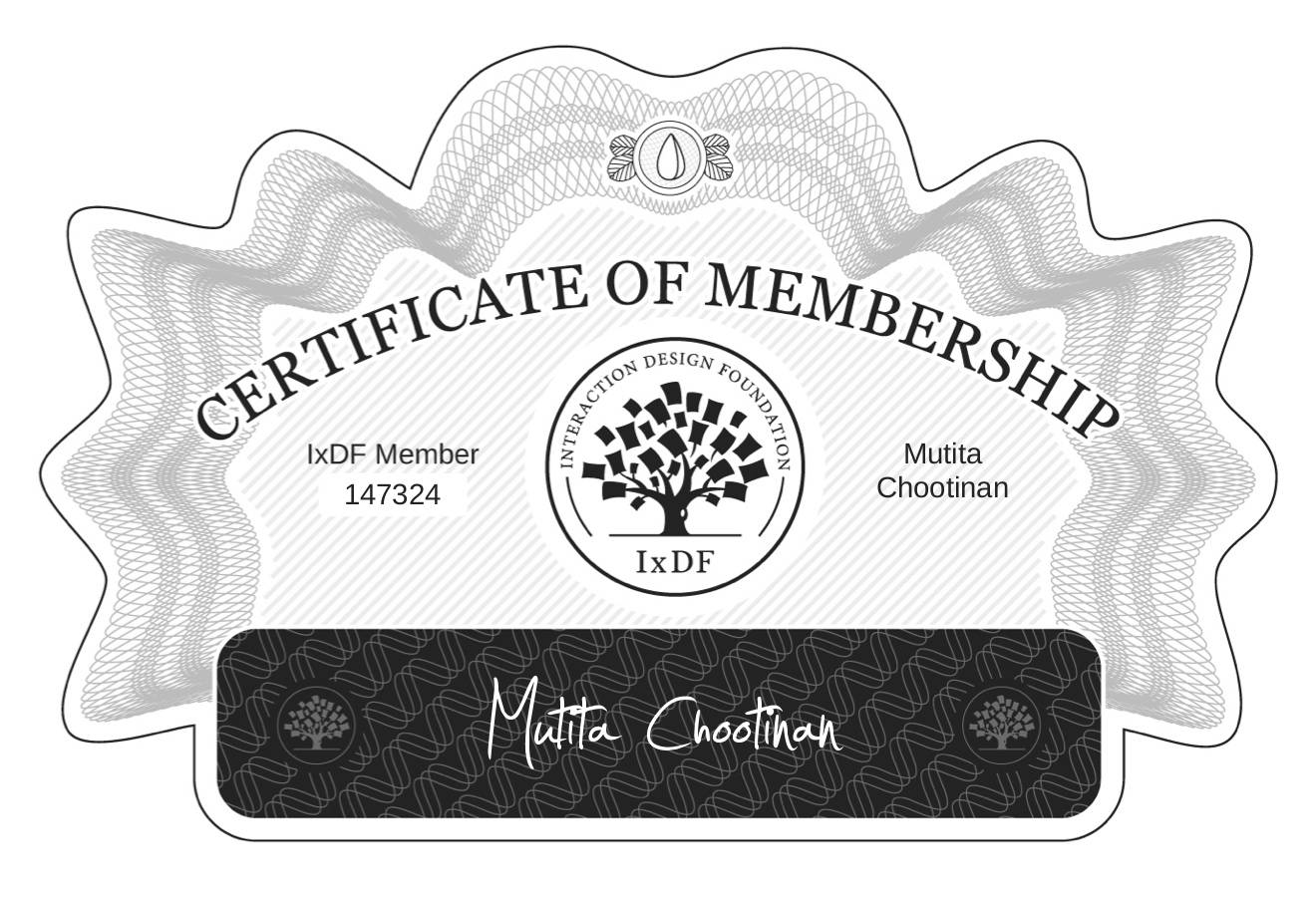 Certificate of Membership – Mutita Chootinan