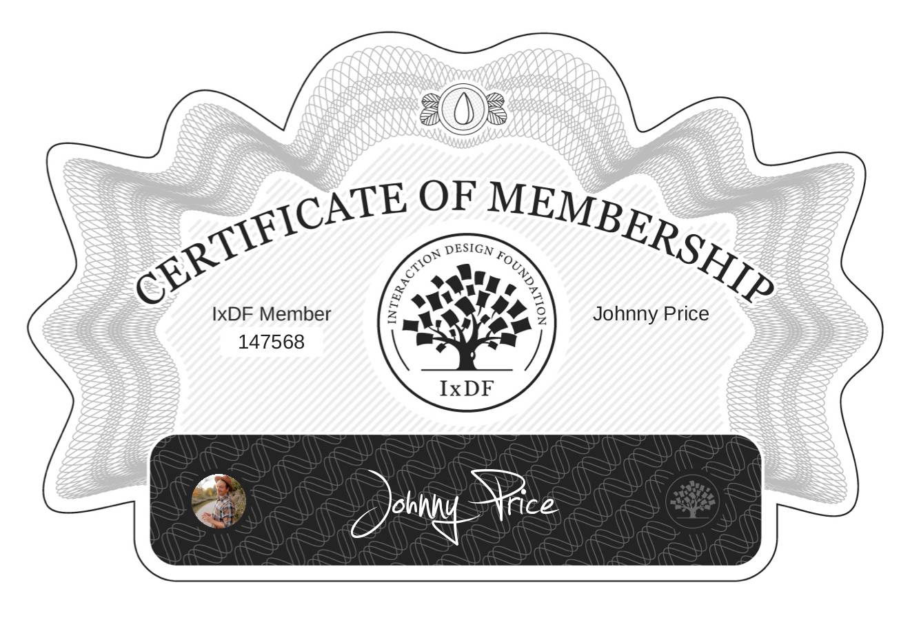 Certificate of Membership – Johnny Price