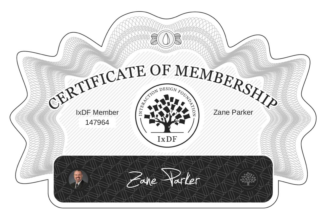 Certificate of Membership – Zane Parker