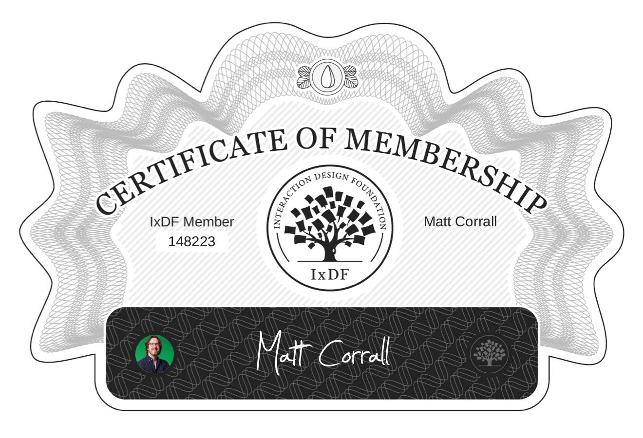 Certificate of Membership – Matt Corrall