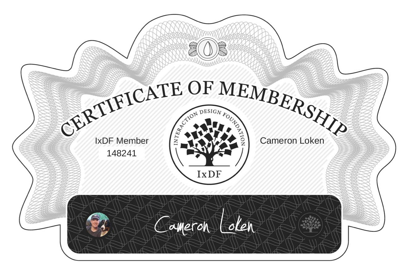 Certificate of Membership – Cameron Loken