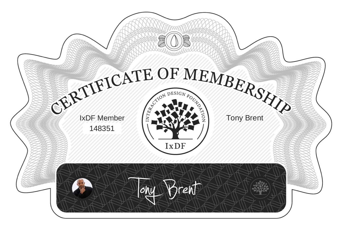 Certificate of Membership – Tony Brent
