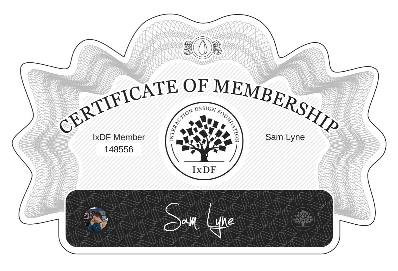 Certificate of Membership – Sam Lyne