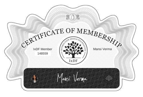Certificate of Membership – Mansi Verma