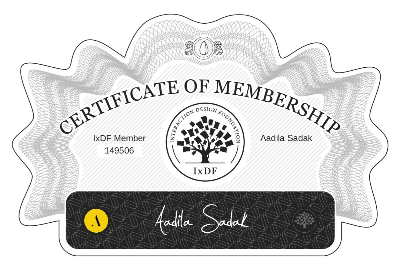 Certificate of Membership – Aadila Sadak