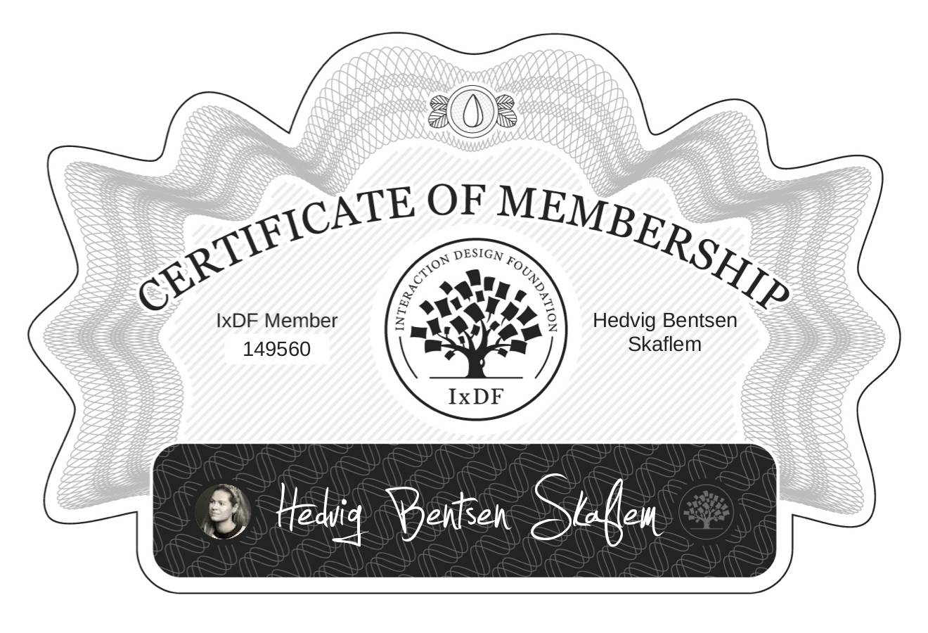Certificate of Membership – Hedvig Bentsen Skaflem