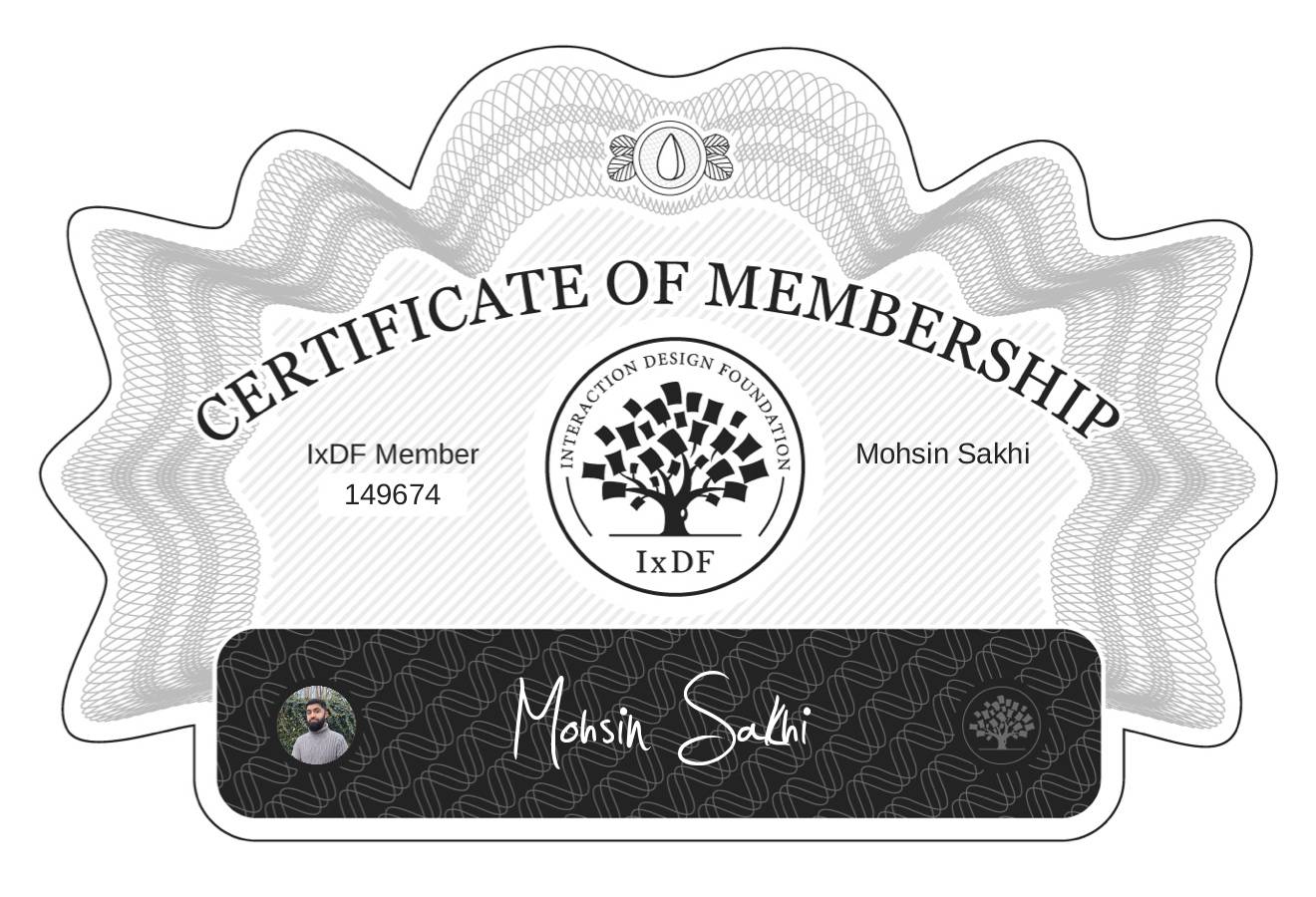 Certificate of Membership – Mohsin Sakhi