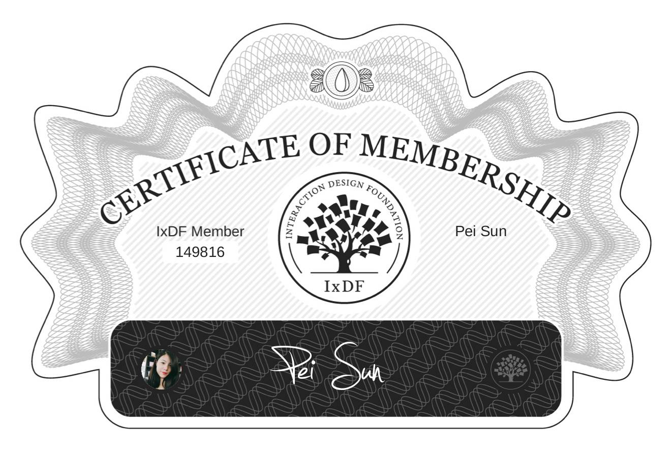 Certificate of Membership – Pei Sun