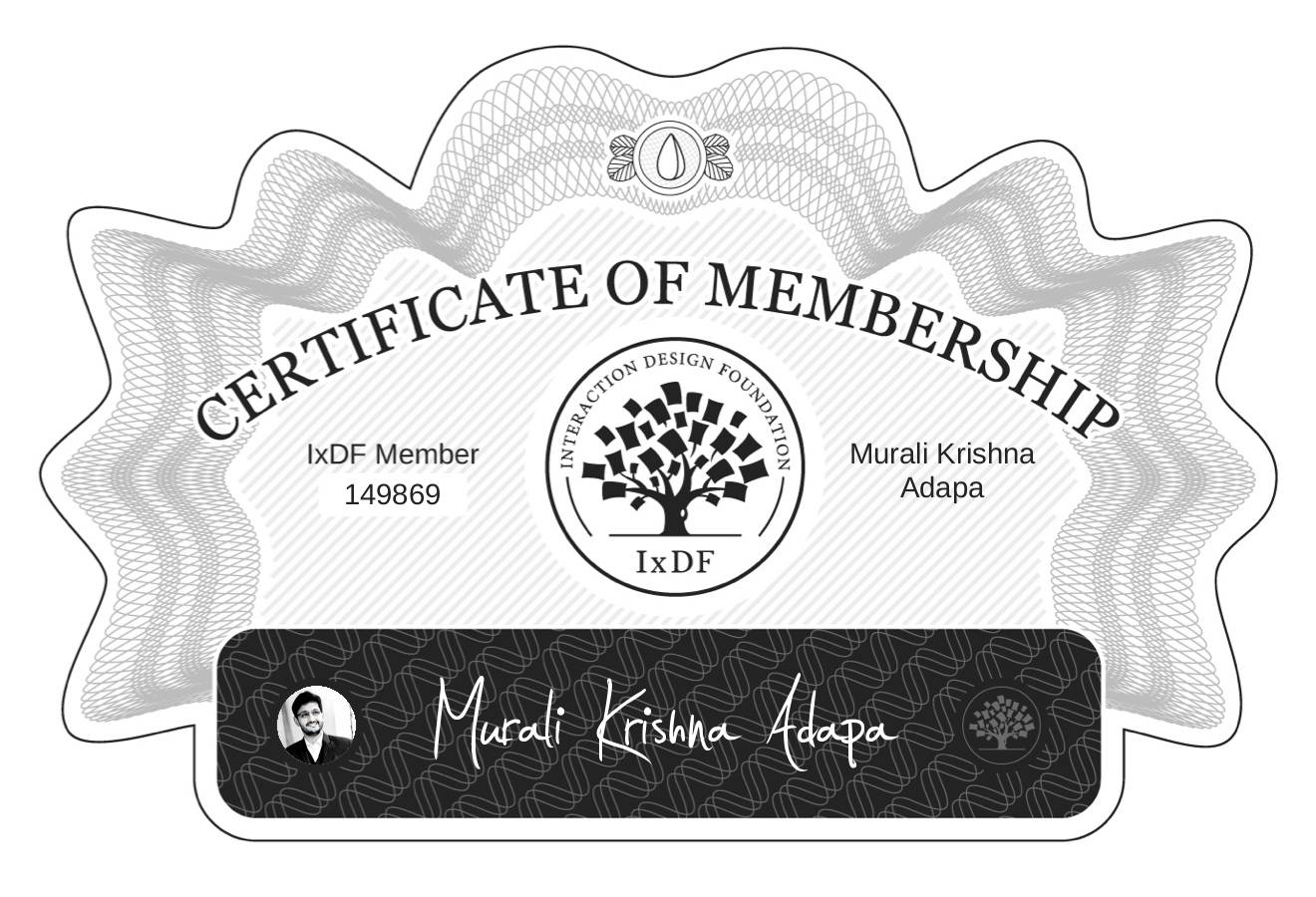 Certificate of Membership – Murali Krishna Adapa