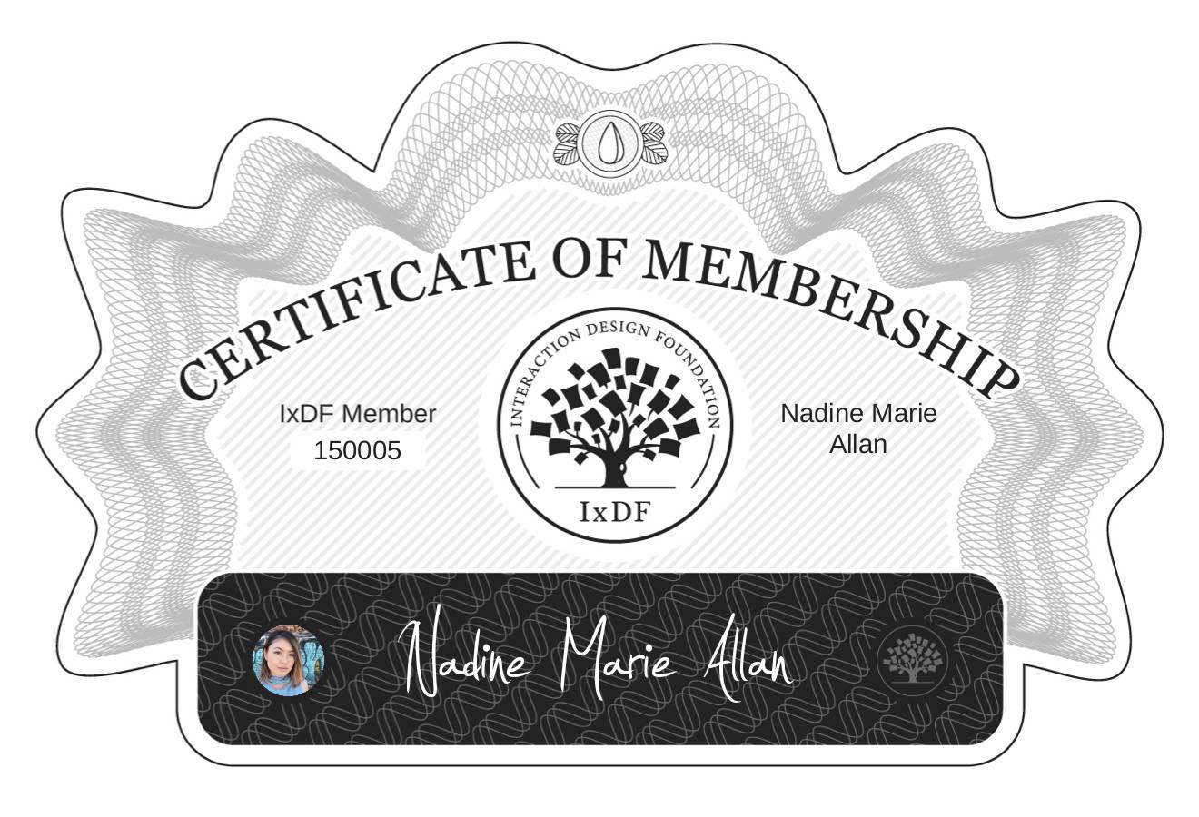 Certificate of Membership – Nadine Marie Allan