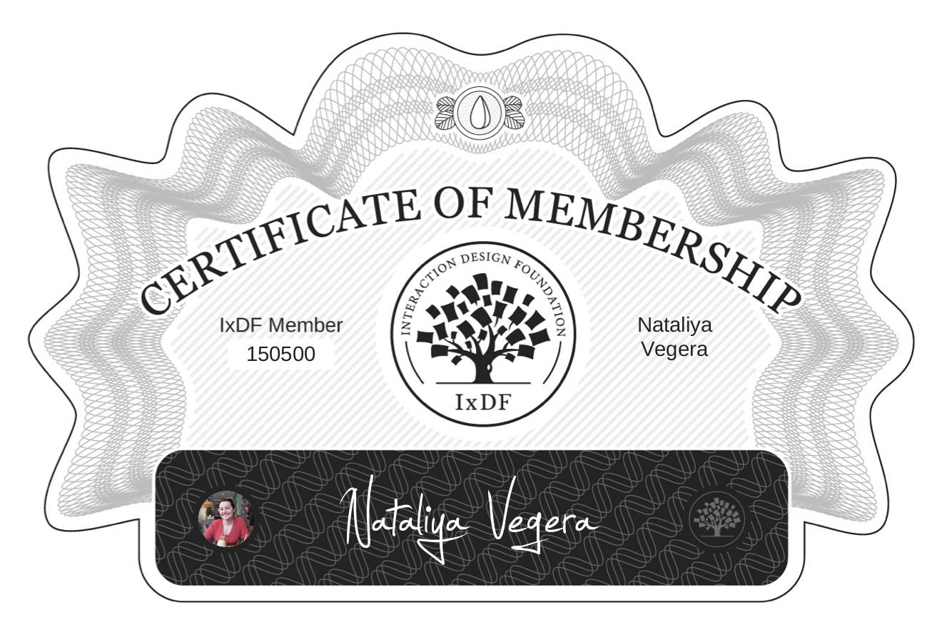Certificate of Membership – Nataliya Vegera